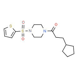 ChemSpider 2D Image | 3-Cyclopentyl-1-[4-(2-thienylsulfonyl)-1-piperazinyl]-1-propanone | C16H24N2O3S2