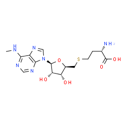 ChemSpider 2D Image | (2S)-2-Amino-4-[({(2R,3R,4S,5S)-3,4-dihydroxy-5-[6-(methylamino)-9H-purin-9-yl]tetrahydro-2-furanyl}methyl)sulfanyl]butanoic acid (non-preferred name) | C15H22N6O5S
