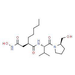 ChemSpider 2D Image | (2R)-N~4~-Hydroxy-N~1~-{(2S)-1-[(2R)-2-(hydroxymethyl)-1-pyrrolidinyl]-3-methyl-1-oxo-2-butanyl}-2-pentylsuccinamide | C19H35N3O5