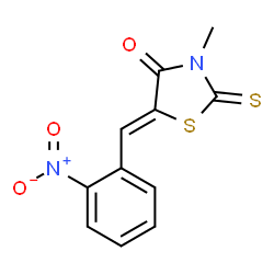 ChemSpider 2D Image | (5Z)-3-Methyl-5-(2-nitrobenzylidene)-2-thioxo-1,3-thiazolidin-4-one | C11H8N2O3S2