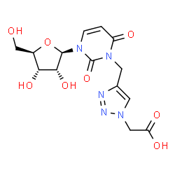 ChemSpider 2D Image | 3-{[1-(Carboxymethyl)-1H-1,2,3-triazol-4-yl]methyl}uridine | C14H17N5O8