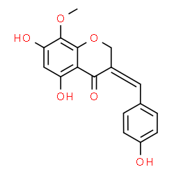 ChemSpider 2D Image | (3Z)-5,7-Dihydroxy-3-(4-hydroxybenzylidene)-8-methoxy-2,3-dihydro-4H-chromen-4-one | C17H14O6