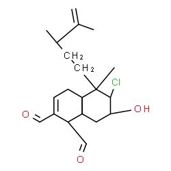 ChemSpider 2D Image | (1R,4aR,5R,6R,7S,8aS)-6-Chloro-5-[(3S)-3,4-dimethyl-4-penten-1-yl]-7-hydroxy-5,8a-dimethyl-1,4,4a,5,6,7,8,8a-octahydro-1,2-naphthalenedicarbaldehyde | C21H31ClO3