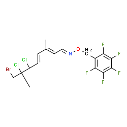 ChemSpider 2D Image | (1E,2E,4E,6R,7R)-8-Bromo-6,7-dichloro-3,7-dimethyl-N-[(pentafluorobenzyl)oxy]-2,4-octadien-1-imine | C17H15BrCl2F5NO