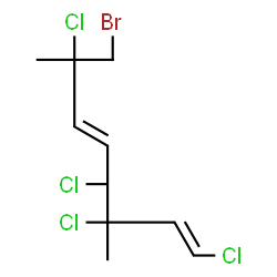 ChemSpider 2D Image | (1E,3R,4S,5E,7R)-8-Bromo-1,3,4,7-tetrachloro-3,7-dimethyl-1,5-octadiene | C10H13BrCl4