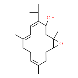 ChemSpider 2D Image | (1S,3S,4Z,6Z,10E,14S)-4-Isopropyl-1,7,11-trimethyl-15-oxabicyclo[12.1.0]pentadeca-4,6,10-trien-3-ol | C20H32O2