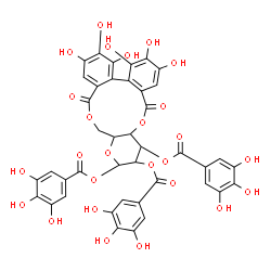 ChemSpider 2D Image | (11aS,13S,14R,15S,15aS)-2,3,4,5,6,7-Hexahydroxy-9,17-dioxo-9,11,11a,13,14,15,15a,17-octahydrodibenzo[g,i]pyrano[3,2-b][1,5]dioxacycloundecine-13,14,15-triyl tris(3,4,5-trihydroxybenzoate) | C41H30O26