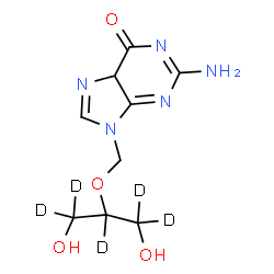 ChemSpider 2D Image | 2-Amino-9-({[1,3-dihydroxy(~2~H_5_)-2-propanyl]oxy}methyl)-5,9-dihydro-6H-purin-6-one | C9H8D5N5O4
