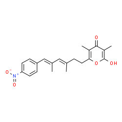 ChemSpider 2D Image | 2-[(3E,5E)-3,5-Dimethyl-6-(4-nitrophenyl)-3,5-hexadien-1-yl]-6-hydroxy-3,5-dimethyl-4H-pyran-4-one | C21H23NO5