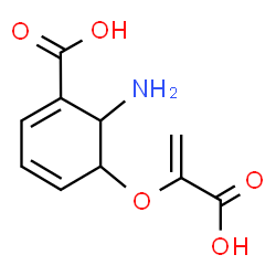 ChemSpider 2D Image | 6-Amino-5-[(1-carboxyvinyl)oxy]-1,3-cyclohexadiene-1-carboxylic acid | C10H11NO5