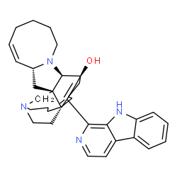 ChemSpider 2D Image | (1R,2R,4R,5Z,12R,13S)-25-(9H-beta-Carbolin-1-yl)-11,22-diazapentacyclo[11.11.2.1~2,22~.0~2,12~.0~4,11~]heptacosa-5,16,25-trien-13-ol | C36H44N4O