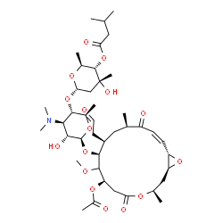 ChemSpider 2D Image | (2S,3S,4R,6S)-6-{[(2R,3S,4R,5R,6S)-6-{[(1S,3R,7R,9S,10R,12R,14Z,16S)-7-Acetoxy-8-methoxy-3,12-dimethyl-5,13-dioxo-10-(2-oxoethyl)-4,17-dioxabicyclo[14.1.0]heptadec-14-en-9-yl]oxy}-4-(dimethylamino)-5-
hydroxy-2-methyltetrahydro-2H-pyran-3-yl]oxy}-4-hydroxy-2,4-dimethyltetrahydro-2H-pyran-3-yl 3-methylbutanoate (non-preferred name) | C42H67NO16