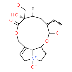 ChemSpider 2D Image | (3Z,5R,6S,14aR,14bR)-3-Ethylidene-6-hydroxy-6-(hydroxymethyl)-5-methyl-3,4,5,6,9,11,13,14,14a,14b-decahydro[1,6]dioxacyclododecino[2,3,4-gh]pyrrolizine-2,7-dione 12-oxide | C18H25NO7