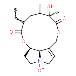 ChemSpider 2D Image | (3E,6R,14aR,14bR)-3-Ethylidene-6-hydroxy-5,6-dimethyl-3,4,5,6,9,11,13,14,14a,14b-decahydro[1,6]dioxacyclododecino[2,3,4-gh]pyrrolizine-2,7-dione 12-oxide | C18H25NO6