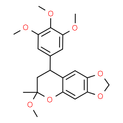 ChemSpider 2D Image | 6-Methoxy-6-methyl-8-(3,4,5-trimethoxyphenyl)-7,8-dihydro-6H-[1,3]dioxolo[4,5-g]chromene | C21H24O7