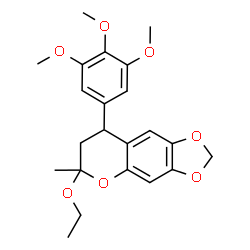 ChemSpider 2D Image | 6-Ethoxy-6-methyl-8-(3,4,5-trimethoxyphenyl)-7,8-dihydro-6H-[1,3]dioxolo[4,5-g]chromene | C22H26O7