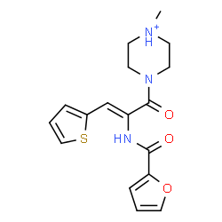 ChemSpider 2D Image | 4-[(2Z)-2-(2-Furoylamino)-3-(2-thienyl)-2-propenoyl]-1-methylpiperazin-1-ium | C17H20N3O3S