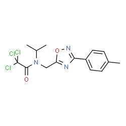 ChemSpider 2D Image | 2,2,2-Trichloro-N-isopropyl-N-{[3-(4-methylphenyl)-1,2,4-oxadiazol-5-yl]methyl}acetamide | C15H16Cl3N3O2