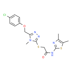 ChemSpider 2D Image | 2-({5-[(4-Chlorophenoxy)methyl]-4-methyl-4H-1,2,4-triazol-3-yl}sulfanyl)-N-(4,5-dimethyl-1,3-thiazol-2-yl)acetamide | C17H18ClN5O2S2