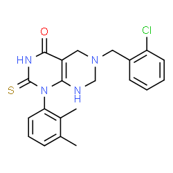 ChemSpider 2D Image | 6-(2-Chlorobenzyl)-1-(2,3-dimethylphenyl)-2-thioxo-2,3,5,6,7,8-hexahydropyrimido[4,5-d]pyrimidin-4(1H)-one | C21H21ClN4OS