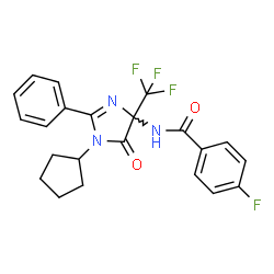 ChemSpider 2D Image | N-[1-Cyclopentyl-5-oxo-2-phenyl-4-(trifluoromethyl)-4,5-dihydro-1H-imidazol-4-yl]-4-fluorobenzamide | C22H19F4N3O2