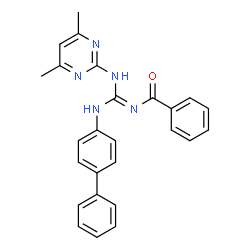 ChemSpider 2D Image | N-{(Z)-(4-Biphenylylamino)[(4,6-dimethyl-2-pyrimidinyl)amino]methylene}benzamide | C26H23N5O
