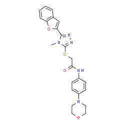 ChemSpider 2D Image | 2-{[5-(1-Benzofuran-2-yl)-4-methyl-4H-1,2,4-triazol-3-yl]sulfanyl}-N-[4-(4-morpholinyl)phenyl]acetamide | C23H23N5O3S