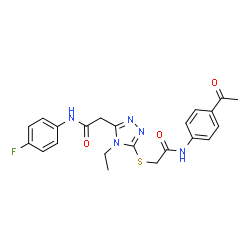 ChemSpider 2D Image | 2-[5-({2-[(4-Acetylphenyl)amino]-2-oxoethyl}sulfanyl)-4-ethyl-4H-1,2,4-triazol-3-yl]-N-(4-fluorophenyl)acetamide | C22H22FN5O3S