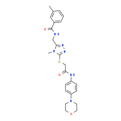 ChemSpider 2D Image | 3-Methyl-N-({4-methyl-5-[(2-{[4-(4-morpholinyl)phenyl]amino}-2-oxoethyl)sulfanyl]-4H-1,2,4-triazol-3-yl}methyl)benzamide | C24H28N6O3S