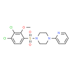 ChemSpider 2D Image | 1-[(3,4-Dichloro-2-methoxyphenyl)sulfonyl]-4-(2-pyridinyl)piperazine | C16H17Cl2N3O3S