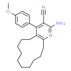 ChemSpider 2D Image | 2-Amino-4-(4-methoxyphenyl)-5,6,7,8,9,10,11,12,13,14-decahydrocyclododeca[b]pyridine-3-carbonitrile | C23H29N3O