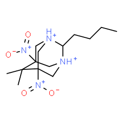ChemSpider 2D Image | 2-Butyl-6,6-dimethyl-5,7-dinitro-1,3-diazoniatricyclo[3.3.1.1~3,7~]decane | C14H26N4O4
