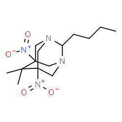 ChemSpider 2D Image | 2-Butyl-6,6-dimethyl-5,7-dinitro-1,3-diazatricyclo[3.3.1.1~3,7~]decane | C14H24N4O4