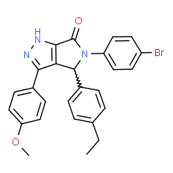 ChemSpider 2D Image | 5-(4-Bromophenyl)-4-(4-ethylphenyl)-3-(4-methoxyphenyl)-4,5-dihydropyrrolo[3,4-c]pyrazol-6(1H)-one | C26H22BrN3O2