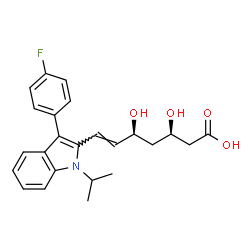 ChemSpider 2D Image | (3R,5S,6E)-7-[3-(4-Fluorophenyl)-1-isopropyl-1H-indol-2-yl]-3,5-dihydroxy-6-heptenoic acid | C24H26FNO4