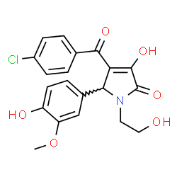 ChemSpider 2D Image | 4-(4-Chlorobenzoyl)-3-hydroxy-1-(2-hydroxyethyl)-5-(4-hydroxy-3-methoxyphenyl)-1,5-dihydro-2H-pyrrol-2-one | C20H18ClNO6