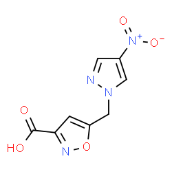 ChemSpider 2D Image | 5-[(4-Nitro-1H-pyrazol-1-yl)methyl]-1,2-oxazole-3-carboxylic acid | C8H6N4O5
