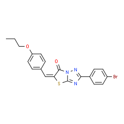 ChemSpider 2D Image | (5E)-2-(4-Bromophenyl)-5-(4-propoxybenzylidene)[1,3]thiazolo[3,2-b][1,2,4]triazol-6(5H)-one | C20H16BrN3O2S