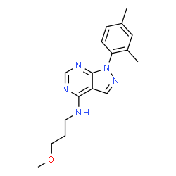 ChemSpider 2D Image | 1-(2,4-Dimethylphenyl)-N-(3-methoxypropyl)-1H-pyrazolo[3,4-d]pyrimidin-4-amine | C17H21N5O