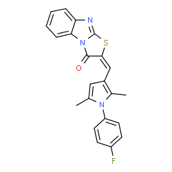 ChemSpider 2D Image | (2E)-2-{[1-(4-Fluorophenyl)-2,5-dimethyl-1H-pyrrol-3-yl]methylene}[1,3]thiazolo[3,2-a]benzimidazol-3(2H)-one | C22H16FN3OS