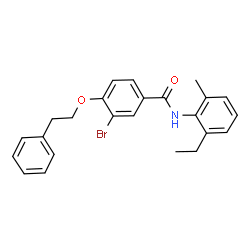 ChemSpider 2D Image | 3-Bromo-N-(2-ethyl-6-methylphenyl)-4-(2-phenylethoxy)benzamide | C24H24BrNO2