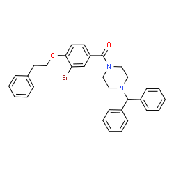 ChemSpider 2D Image | [3-Bromo-4-(2-phenylethoxy)phenyl][4-(diphenylmethyl)-1-piperazinyl]methanone | C32H31BrN2O2
