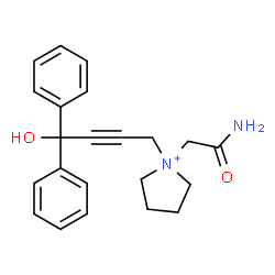 ChemSpider 2D Image | 1-(2-Amino-2-oxoethyl)-1-(4-hydroxy-4,4-diphenyl-2-butyn-1-yl)pyrrolidinium | C22H25N2O2