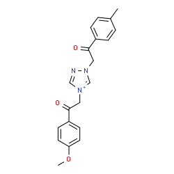 ChemSpider 2D Image | 4-[2-(4-Methoxyphenyl)-2-oxoethyl]-1-[2-(4-methylphenyl)-2-oxoethyl]-1H-1,2,4-triazol-4-ium | C20H20N3O3