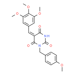 ChemSpider 2D Image | (5E)-1-(4-Methoxybenzyl)-5-(3,4,5-trimethoxybenzylidene)-2,4,6(1H,3H,5H)-pyrimidinetrione | C22H22N2O7
