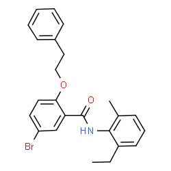 ChemSpider 2D Image | 5-Bromo-N-(2-ethyl-6-methylphenyl)-2-(2-phenylethoxy)benzamide | C24H24BrNO2