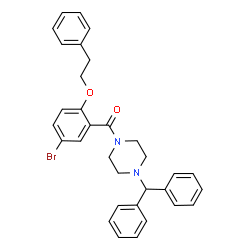 ChemSpider 2D Image | [5-Bromo-2-(2-phenylethoxy)phenyl][4-(diphenylmethyl)-1-piperazinyl]methanone | C32H31BrN2O2