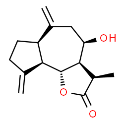ChemSpider 2D Image | (3R,3aR,4R,6aR,9aR,9bR)-4-Hydroxy-3-methyl-6,9-bis(methylene)decahydroazuleno[4,5-b]furan-2(3H)-one | C15H20O3