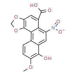 ChemSpider 2D Image | 8-Hydroxy-9-methoxy-6-nitrophenanthro[3,4-d][1,3]dioxole-5-carboxylic acid | C17H11NO8