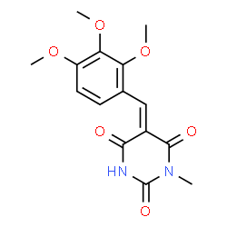 ChemSpider 2D Image | (5E)-1-Methyl-5-(2,3,4-trimethoxybenzylidene)-2,4,6(1H,3H,5H)-pyrimidinetrione | C15H16N2O6